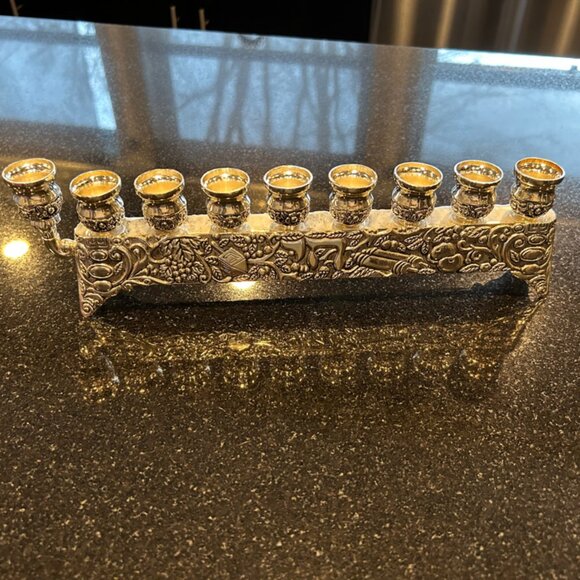 Elegant Silver Menorah Candle Holder - Picture 1 of 6